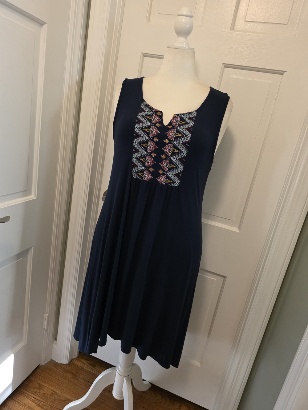 Style & Co Embroidered High-Low Knit Sleeveless Dress Sz large